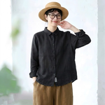 レトロ 襟付き ロングスリーブ シャツ