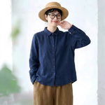 レトロ 襟付き ロングスリーブ シャツ