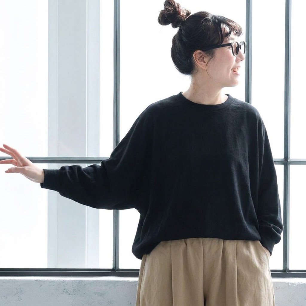 バルーンスリーブ 丸襟 ワイドパンツ セットアップ 肌寒さ対応