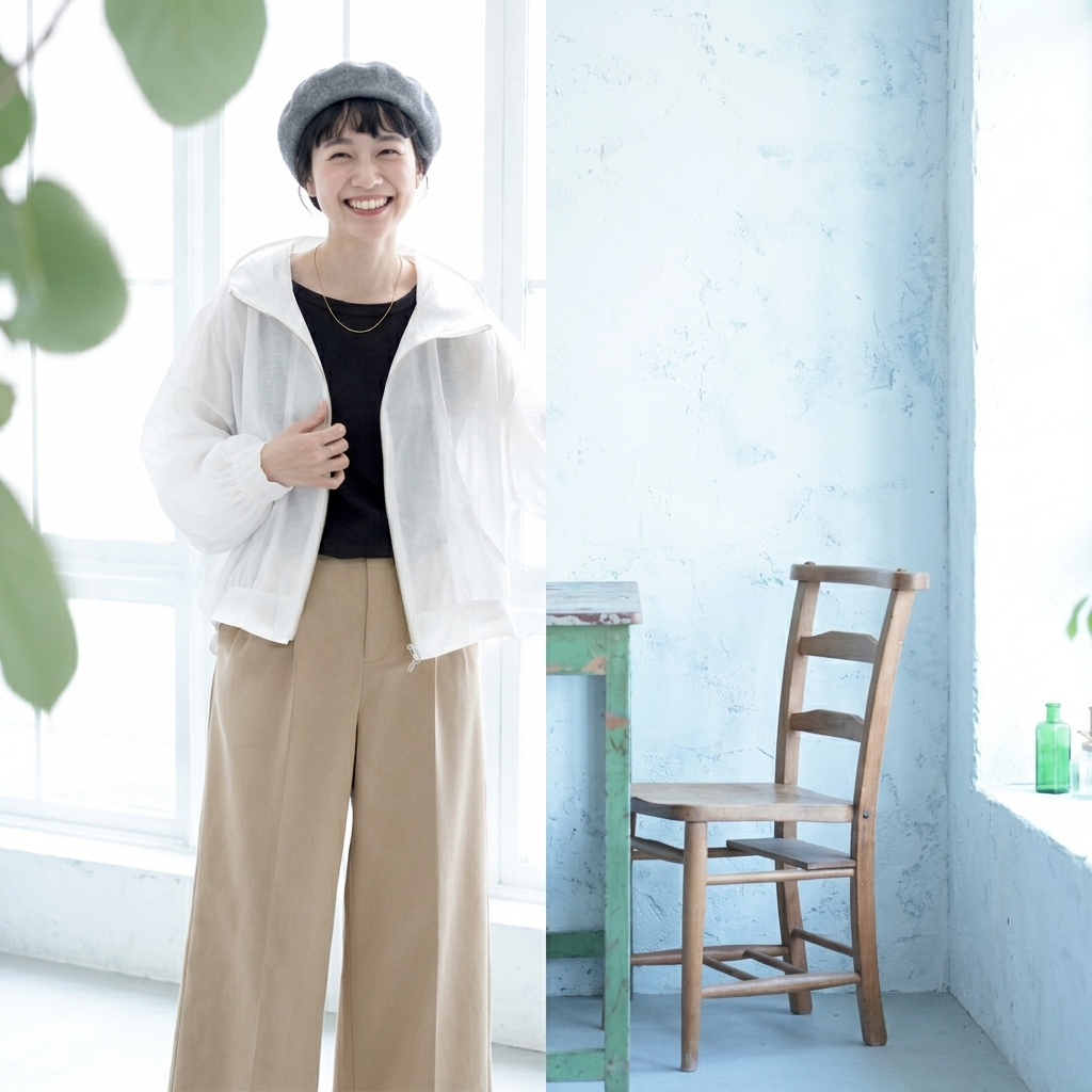 UVカット フード付き カーディガン
