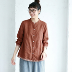M～4XL コットン 刺繍 長袖 シャツ