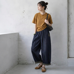 幾何模様 切り替え アンクル丈（9分丈） パンツ