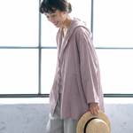綿麻 フード付き ポケット付き 接触冷感 日焼け止め カーディガン