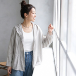 綿麻 フード付き ポケット付き 接触冷感 日焼け止め カーディガン