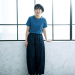 ベルト付き デニムワイドクロップドパンツ
